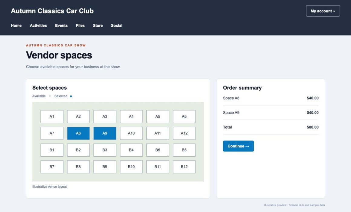 Middletwin Next vendor space checkout illustration